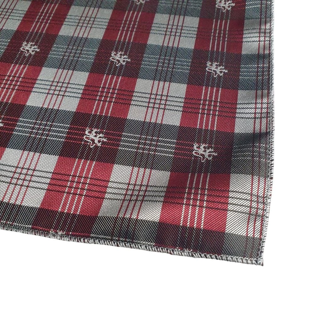 Pocket Square Gray Maroon Reindeer Silk Formal Holiday Suit Wedding Prom Gift - Picture 2 of 2